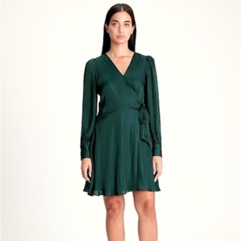 *Last Chance* Banana Republic Satin Puff Sleeve Wrap Dress
